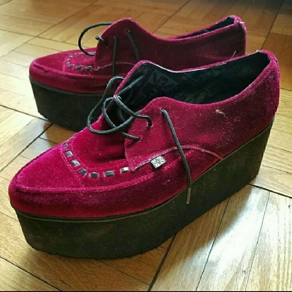 RARE Size 10 TUK Burgundy Punk Platforms